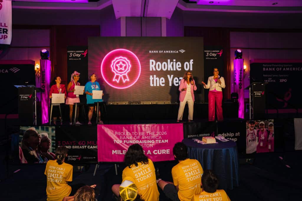 Shelley S. was honored as 3-Day Rookie of the Year for the 2026 Boston 3-Day.