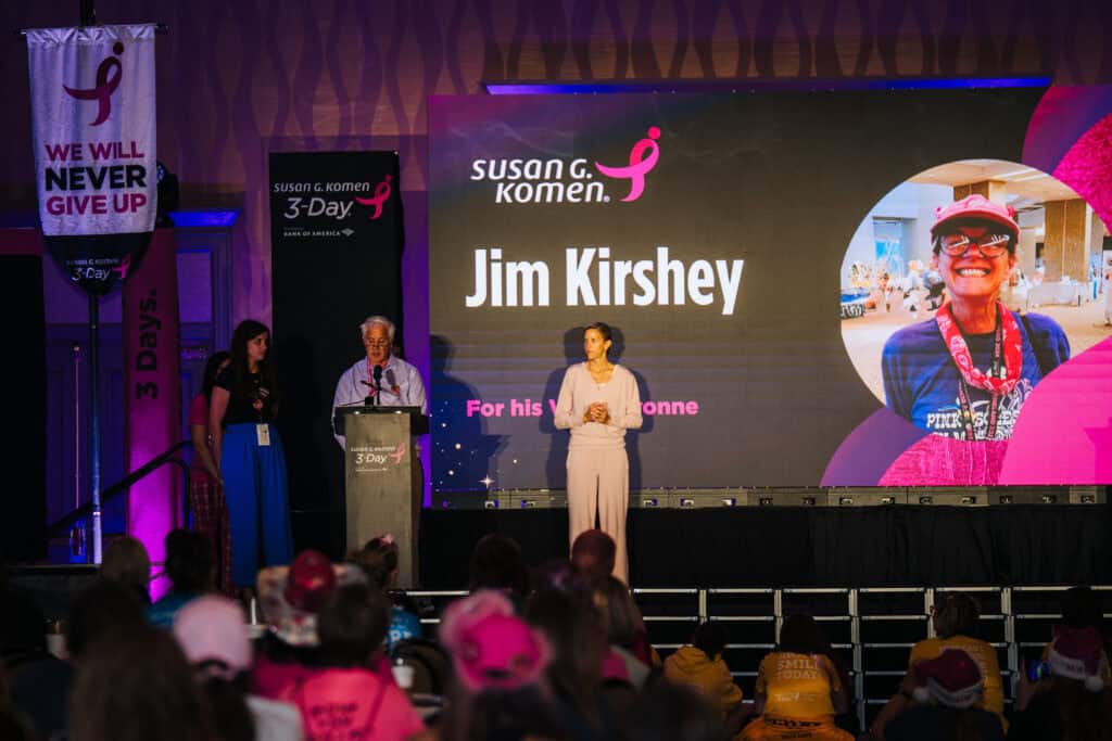 Jim K. honored his wife at the Honor Ceremony at the 2026 Dallas/Fort Worth 3-Day.
