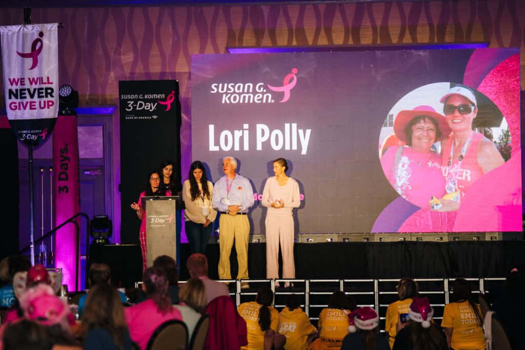 Lori P. honored her mom who inspired her to join the Komen 3-Day at the Honor Ceremony in Dallas/Fort Worth.