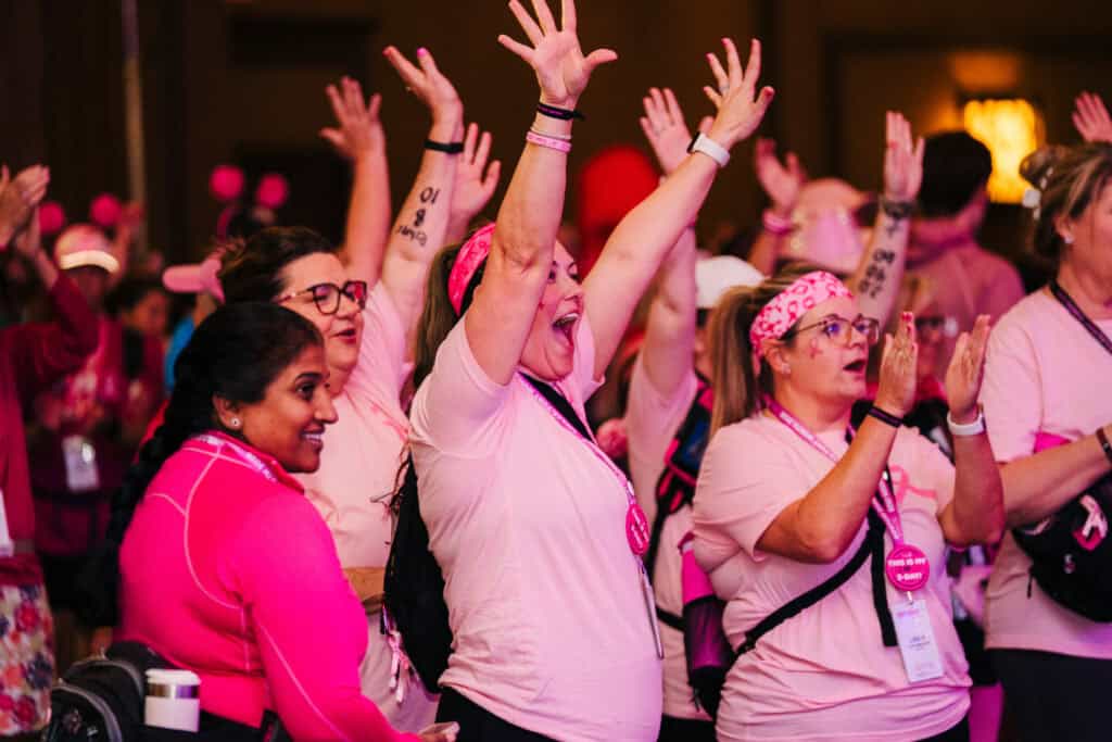 Participants cheering at the Opening Ceremony of the 2026 Susan G. Komen Dallas/Fort Worth 3-Day.