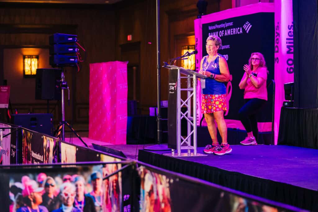 Marie W. spoke about her 25-year survivorship at the 2026 Dallas/Fort Worth 3-Day.