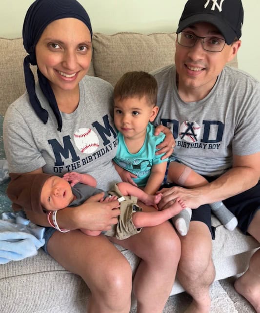 Breast cancer survivor Jenna with her family. 