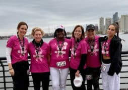 Breast cancer survivor Mellissa with friends.