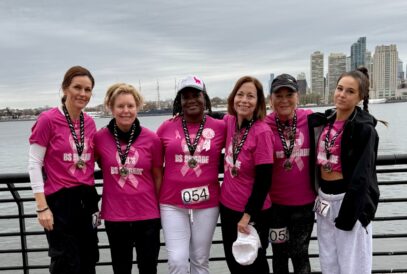 Breast cancer survivor Mellissa with friends.
