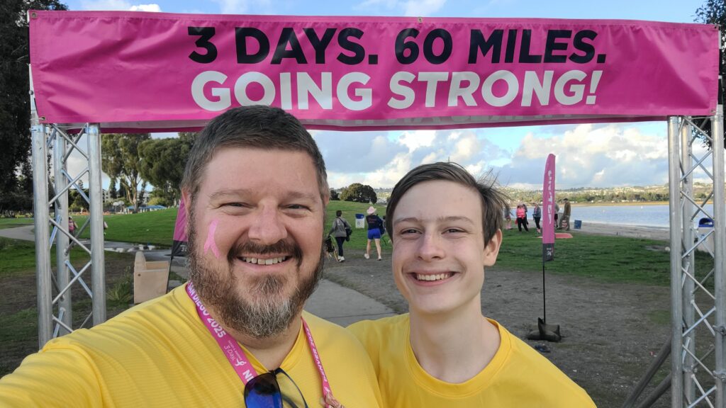 Scott S. and his son, Porter, at the San Diego 3-Day.
