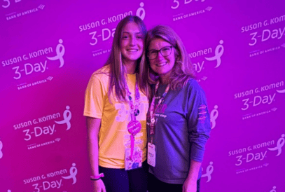 Sheryl M. and her daughter, Genevieve, at the Komen 3-Day.