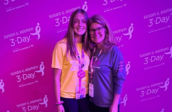 Sheryl M. and her daughter, Genevieve, at the Komen 3-Day.
