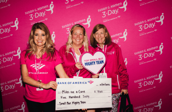 Mary Ann I. is the captain of her team, Miles for a Cure for the Susan G. Komen 3-Day and has raised more than $500,000.