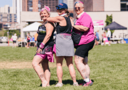 Alisen, Julie and Karen showing off their 3-Day tattoo at the 2025 Denver 3-Day.